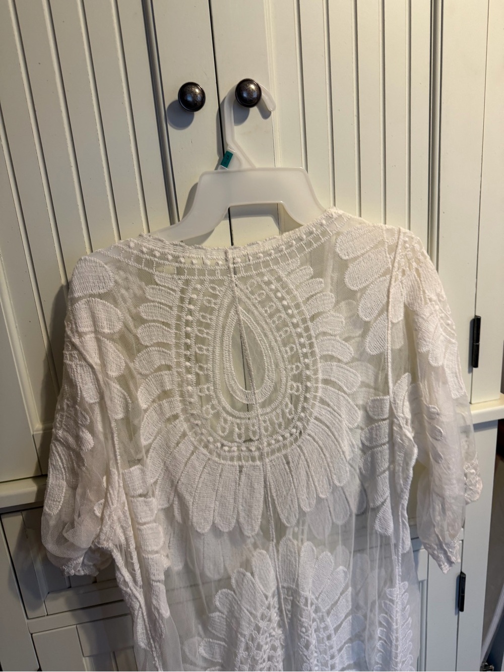 White Crochet Lace Duster Cover-Up - Picture 2 of 3